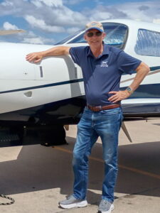 Ron Blevins, Texas Top Aviation flight instructor, with a Piper Meridian
