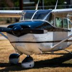 Cessna 205 Super Skywagon N8170Z front left quarter view on the ramp at Georgetown Texas