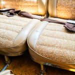 Cessna 205 N8170Z rear bench seat with cloth inserts and leather trim