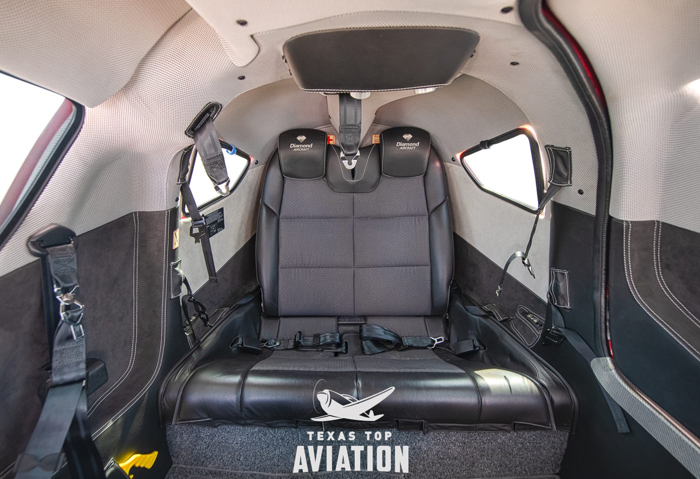 Diamond DA62 cabin interior showing the second and third row seating that gives it a 762 lb full-fuel payload