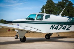 Side profile of N474Z, a 1957 Beechcraft H35 Bonanza