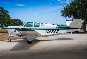 Side profile of N474Z, a 1957 Beechcraft H35 Bonanza