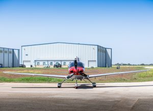 2017 Cirrus SR22T G6 N18CK exterior nose three-quarter view, wings spread
