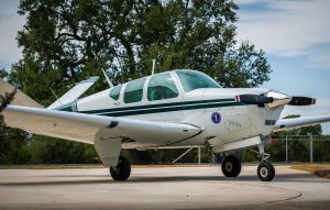 Front three-quarter view of N474Z, a 1957 Beechcraft H35 Bonanza