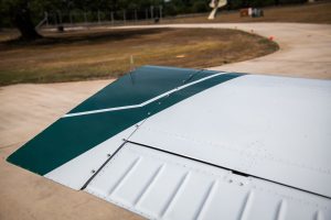 Wing top surface and flap of N474Z