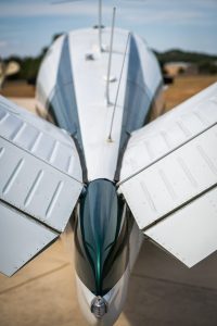 V-tail and rear fuselage of N474Z